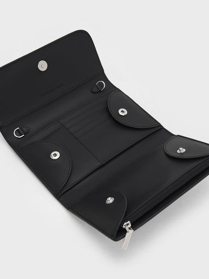 Octavia Front Flap Long Wallet - Noir | CHARLES & KEITH