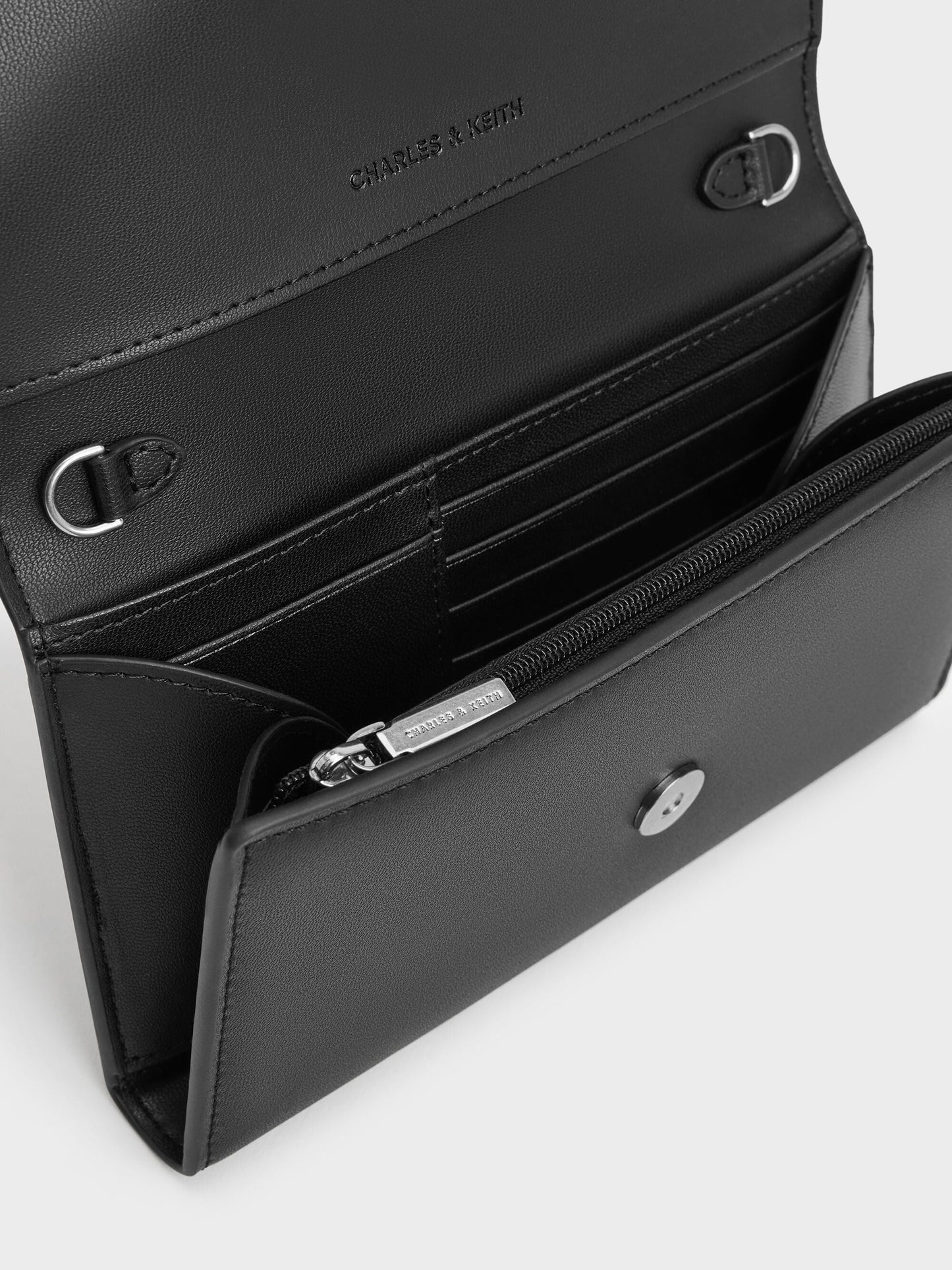 Octavia Front Flap Long Wallet - Noir | CHARLES & KEITH