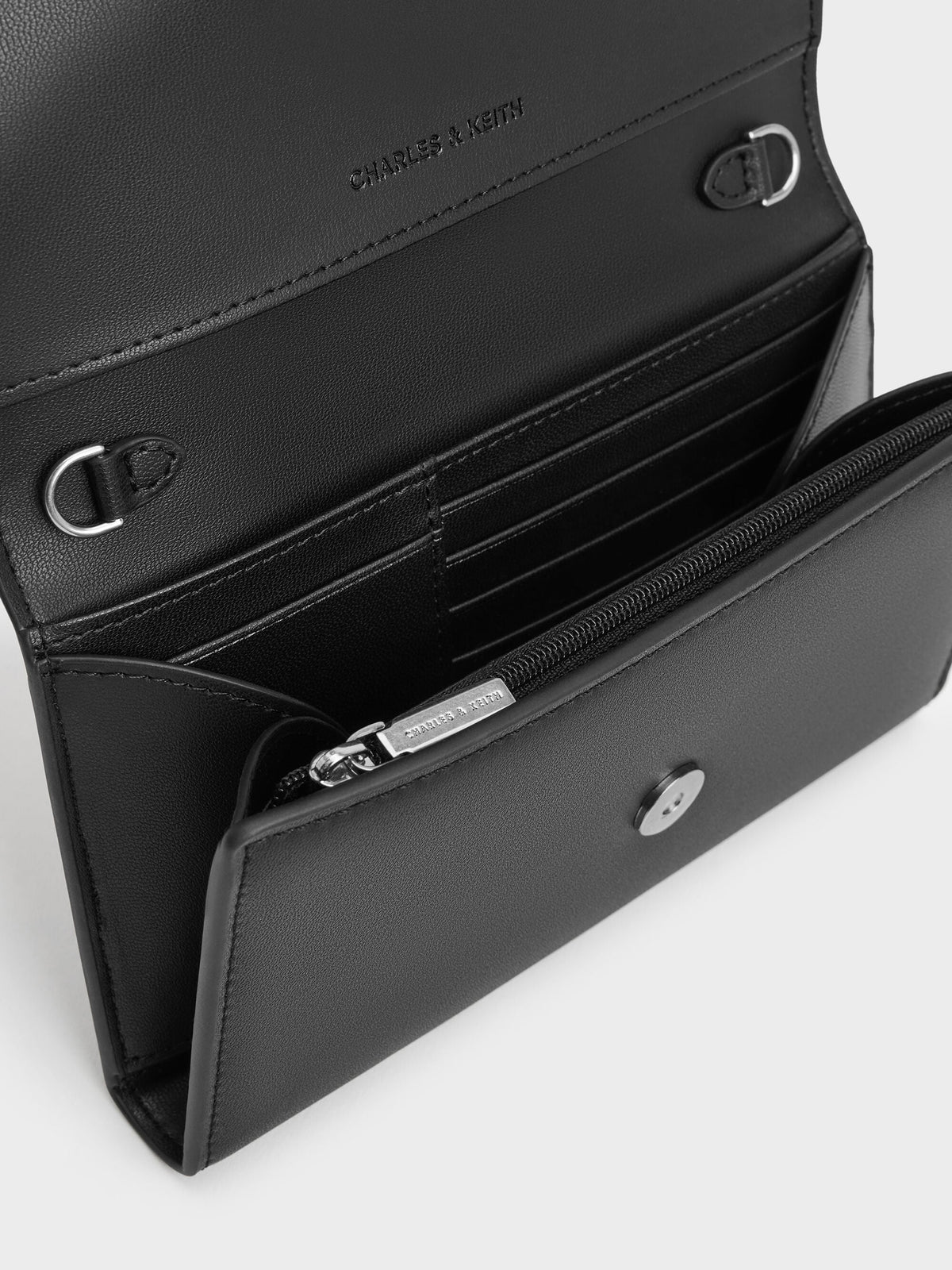Octavia Front Flap Long Wallet - Noir | CHARLES & KEITH