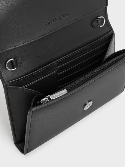 Octavia Front Flap Long Wallet - Noir | CHARLES & KEITH