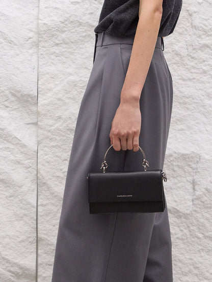 Kristine Sculptural-Handle Long Wallet - Noir | CHARLES & KEITH