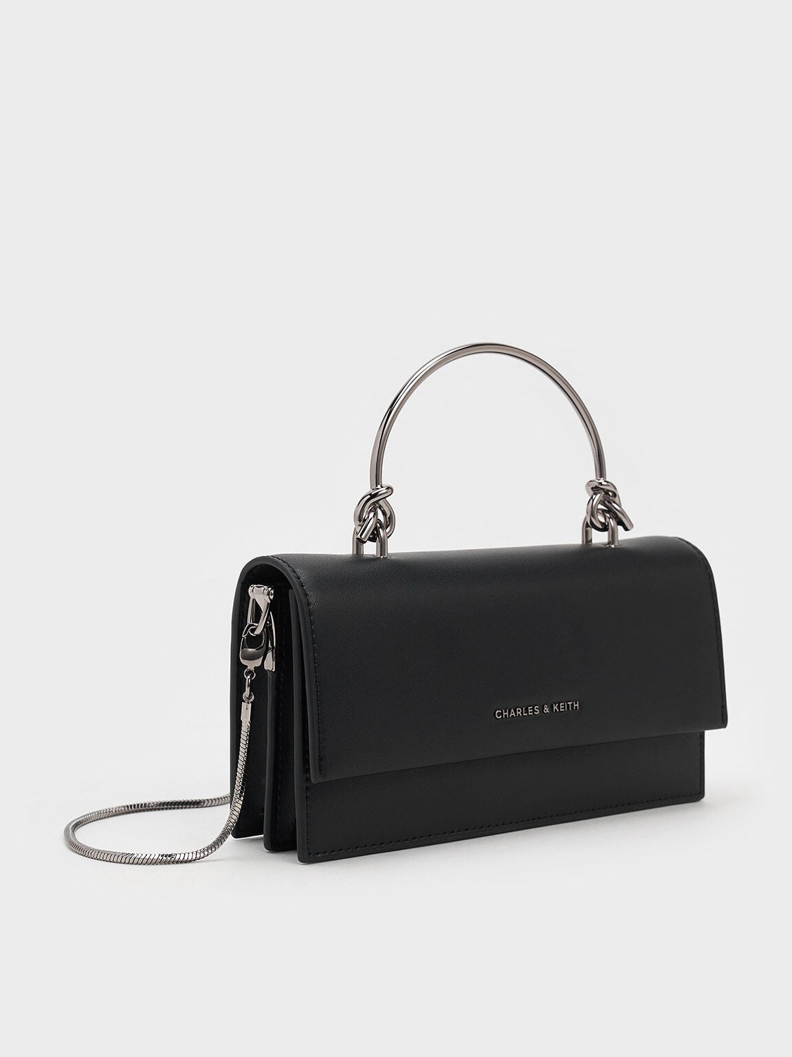 Kristine Sculptural-Handle Long Wallet - Noir | CHARLES & KEITH
