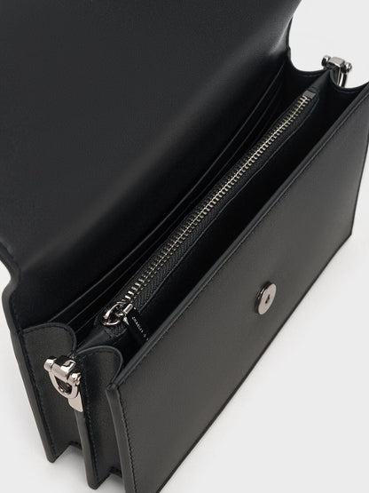 Kristine Sculptural-Handle Long Wallet - Noir | CHARLES & KEITH