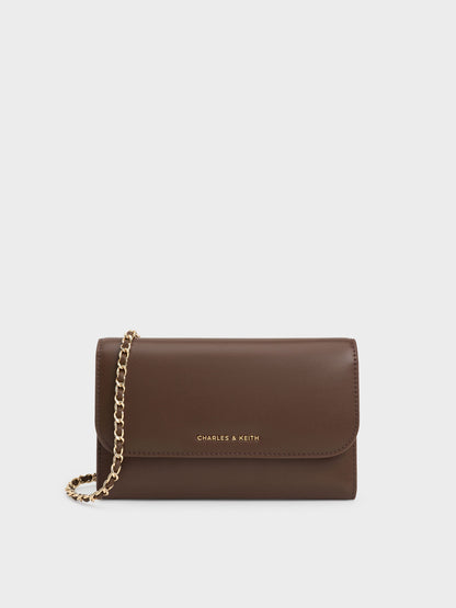 Octavia Front Flap Long Wallet - Dark Brown | CHARLES & KEITH