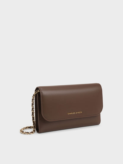 Octavia Front Flap Long Wallet - Dark Brown | CHARLES & KEITH
