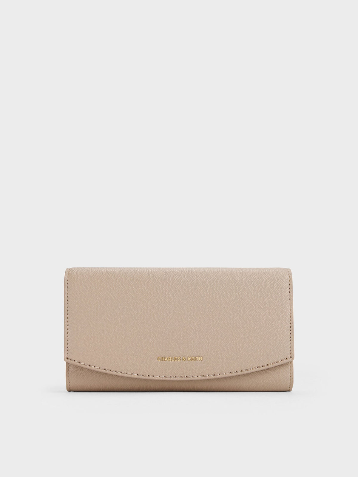 Briony Curved-Flap Long Wallet - Taupe | CHARLES & KEITH