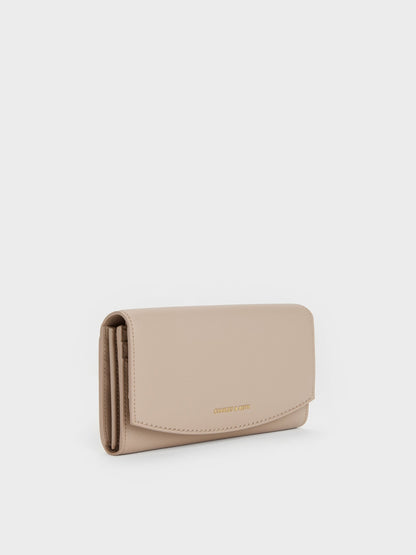 Briony Curved-Flap Long Wallet - Taupe | CHARLES & KEITH
