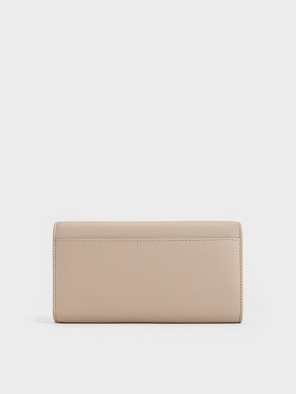 Briony Curved-Flap Long Wallet - Taupe | CHARLES & KEITH
