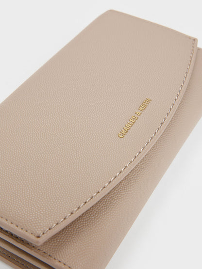 Briony Curved-Flap Long Wallet - Taupe | CHARLES & KEITH
