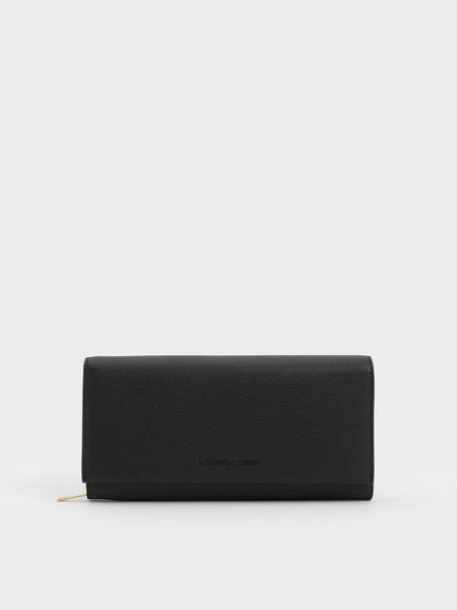 Muriel Front Flap Long Wallet - Black | CHARLES & KEITH