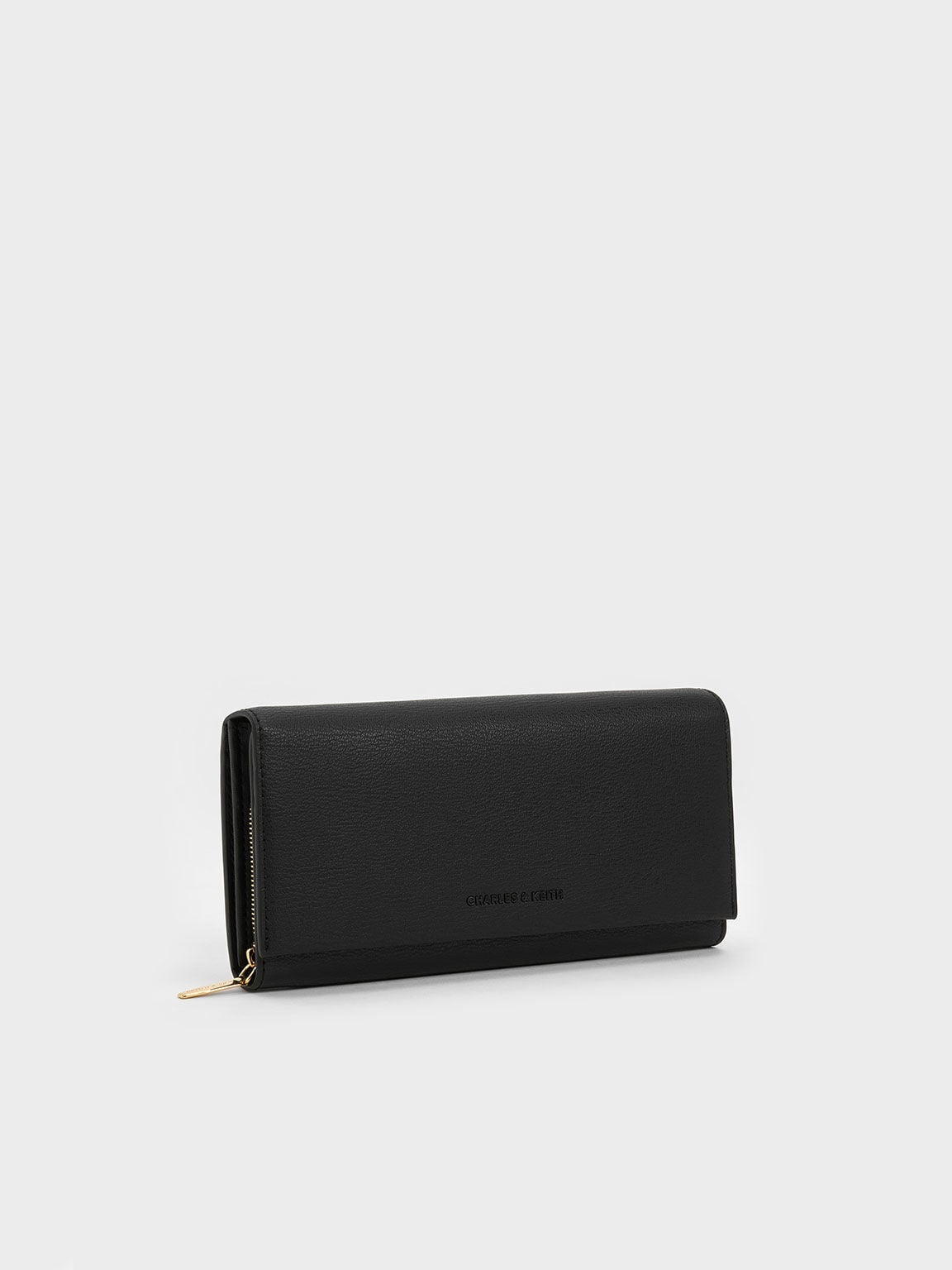 Muriel Front Flap Long Wallet - Black | CHARLES & KEITH