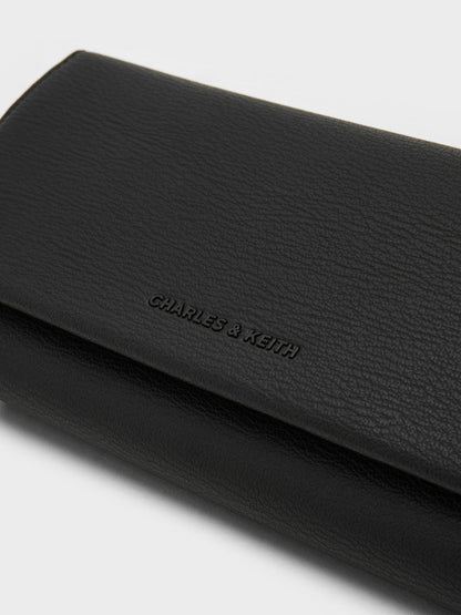 Muriel Front Flap Long Wallet - Black | CHARLES & KEITH