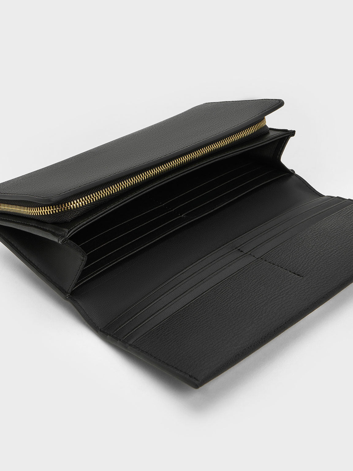 Muriel Front Flap Long Wallet - Black | CHARLES & KEITH