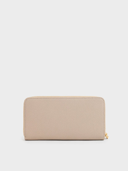 Chance Zip-Around Long Wallet - Taupe | CHARLES & KEITH