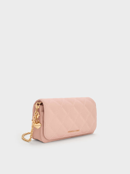 Arrietty Quilted Wallet On Chain - Light Pink | CHARLES & KEITH