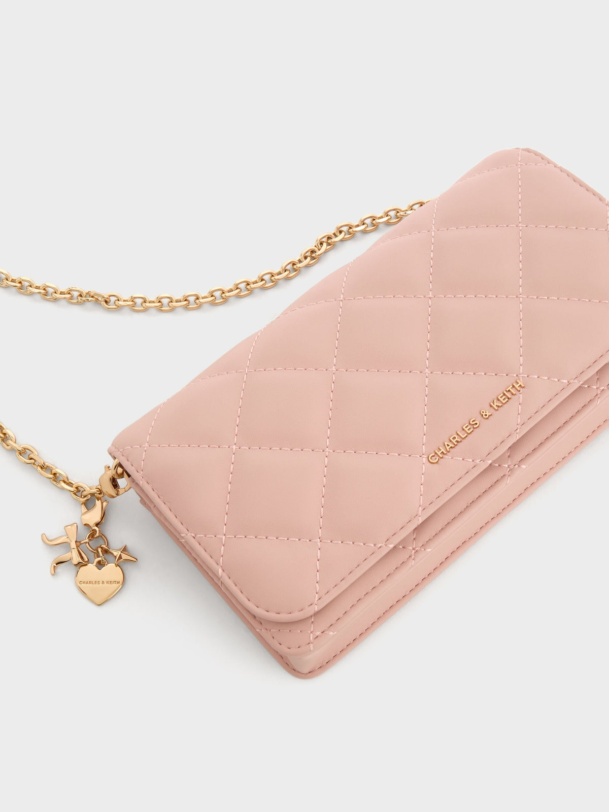 Arrietty Quilted Wallet On Chain - Light Pink | CHARLES & KEITH