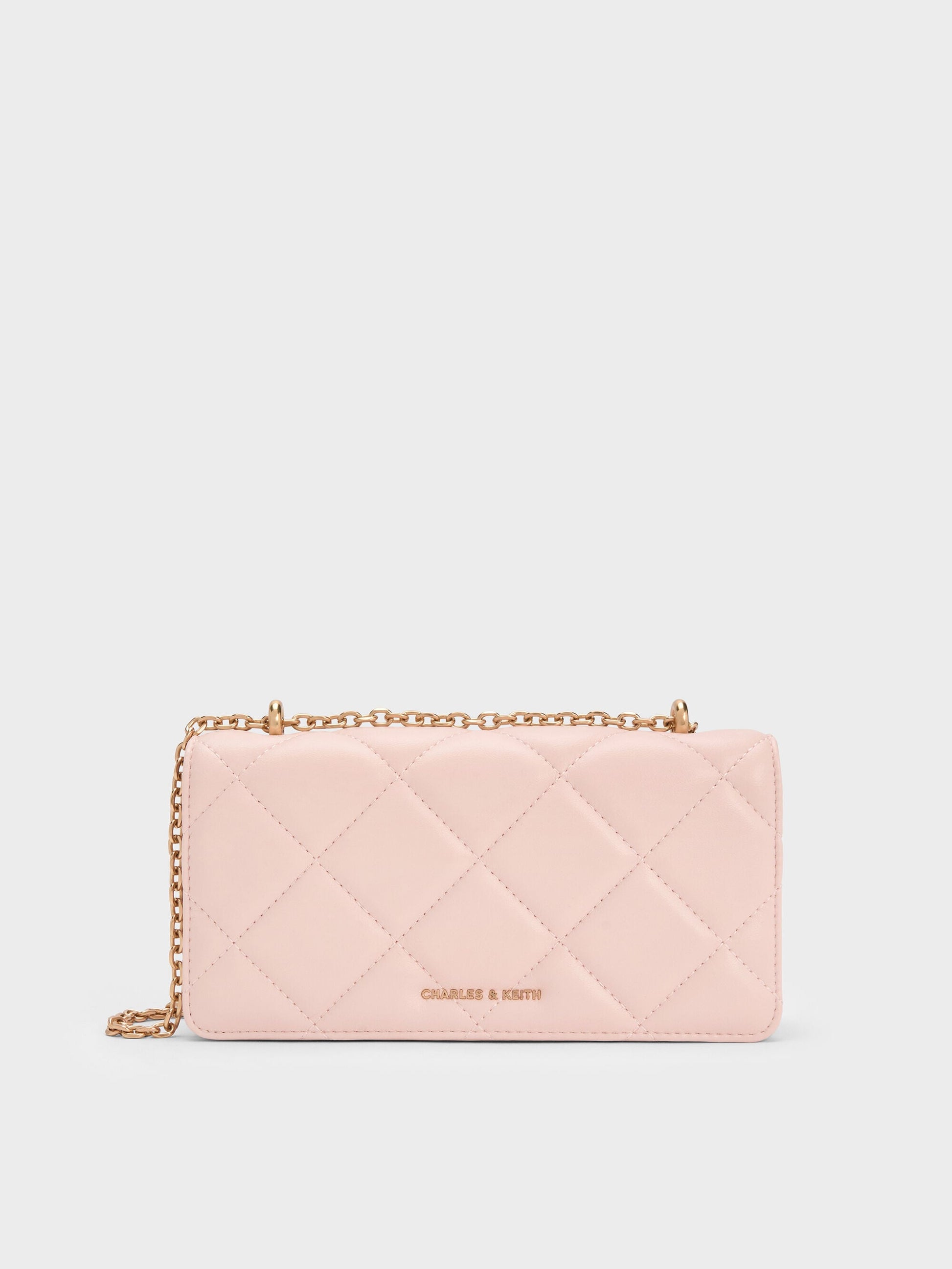 Paffuto Quilted Wallet On Chain - Soft Pink | CHARLES & KEITH