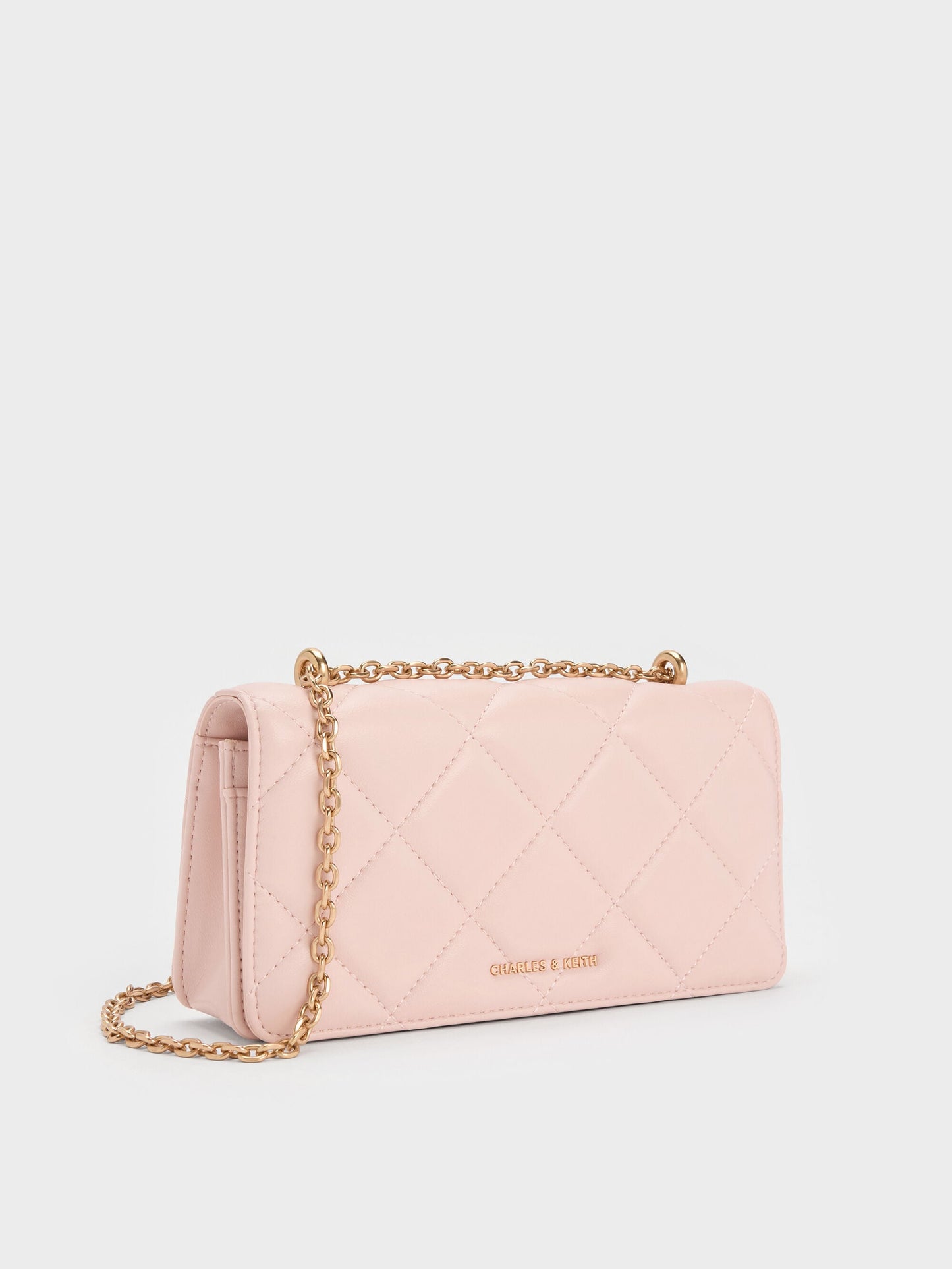 Paffuto Quilted Wallet On Chain - Soft Pink | CHARLES & KEITH