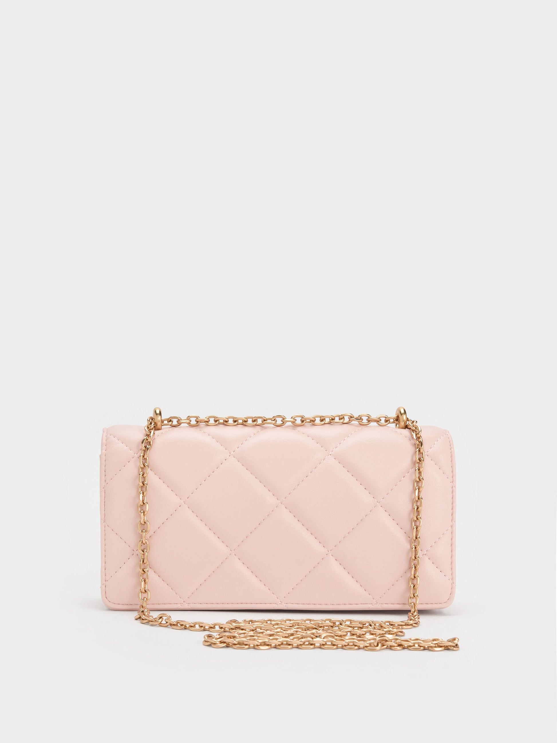 Paffuto Quilted Wallet On Chain - Soft Pink | CHARLES & KEITH
