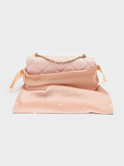 Paffuto Quilted Wallet On Chain - Soft Pink | CHARLES & KEITH