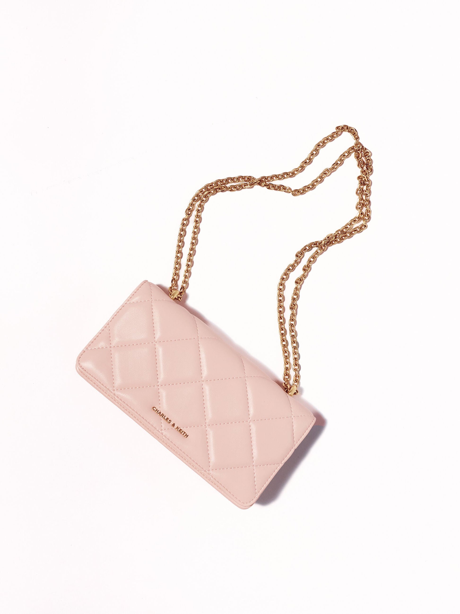 Paffuto Quilted Wallet On Chain - Soft Pink | CHARLES & KEITH