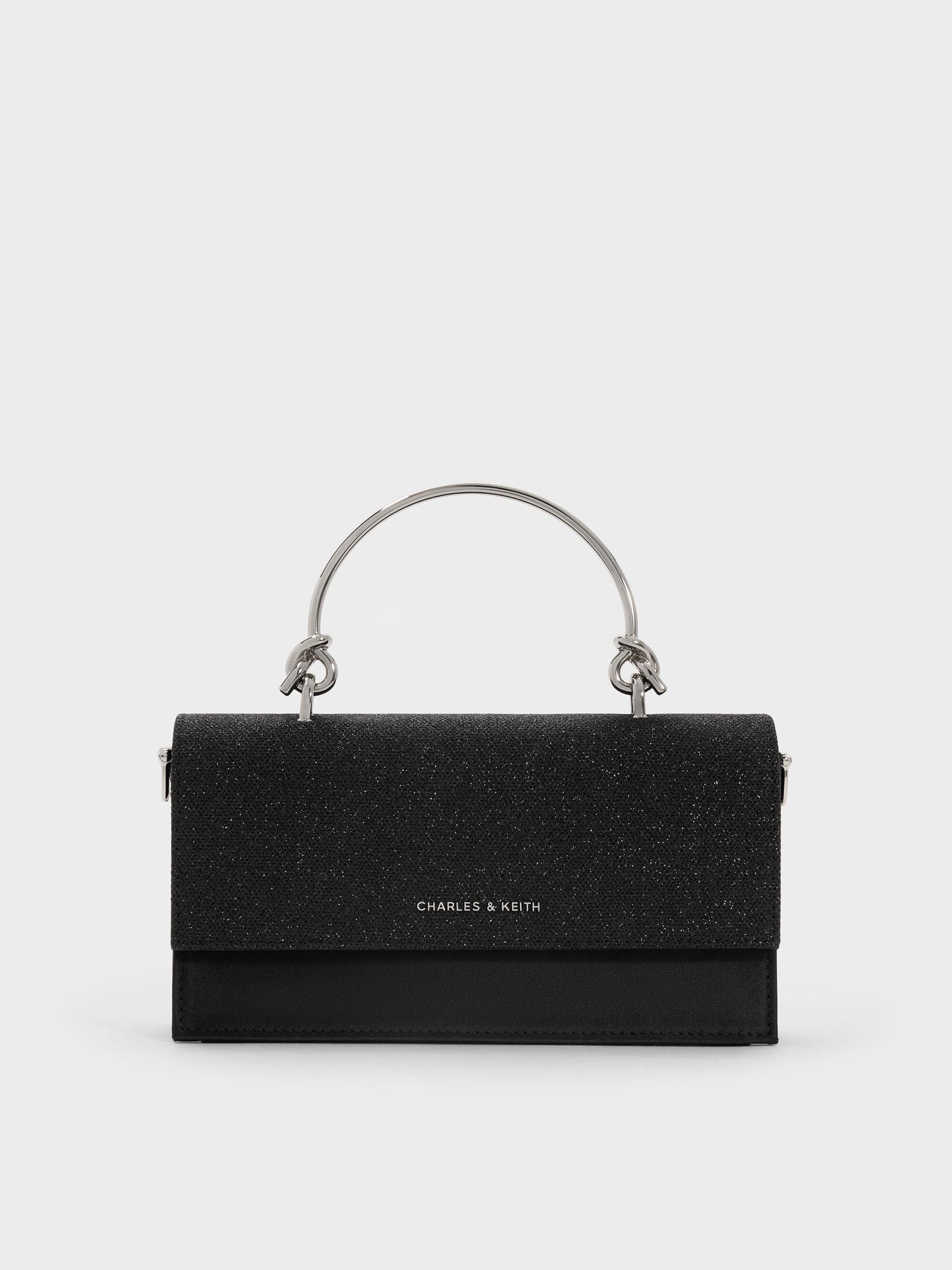 Kristine Glittered Wallet On Chain - Noir | CHARLES & KEITH