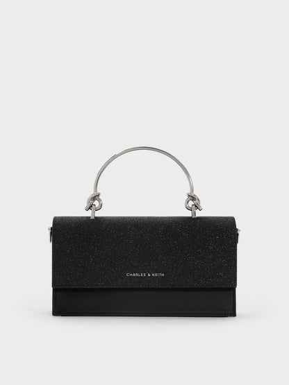 Kristine Glittered Wallet On Chain - Noir | CHARLES & KEITH
