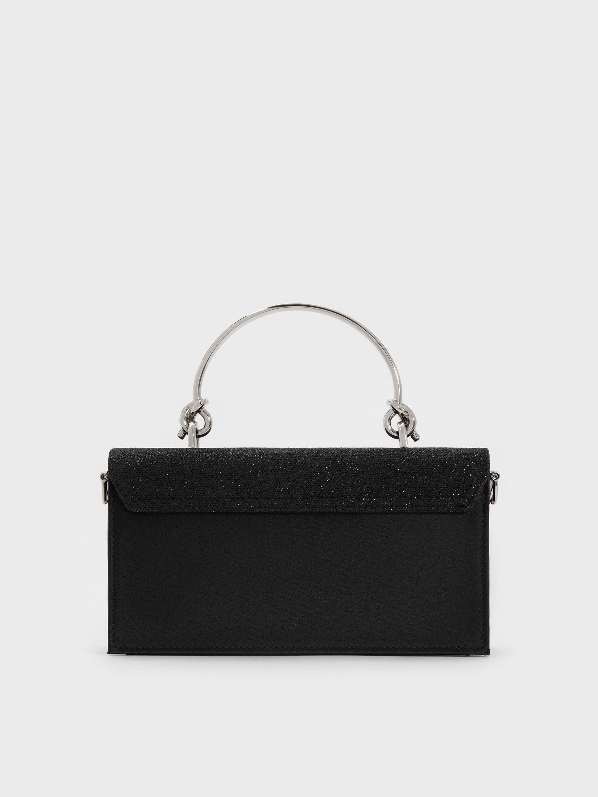Kristine Glittered Wallet On Chain - Noir | CHARLES & KEITH