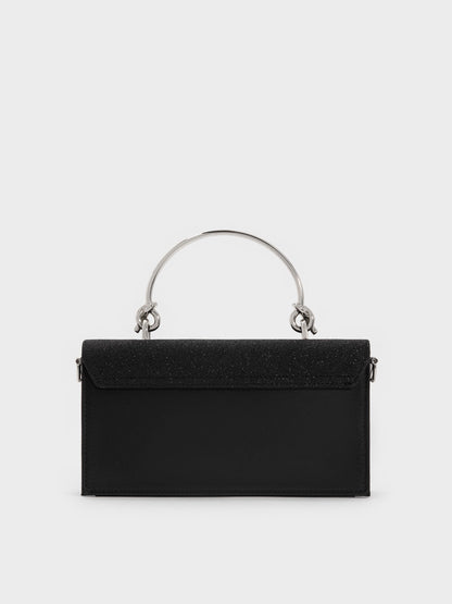 Kristine Glittered Wallet On Chain - Noir | CHARLES & KEITH