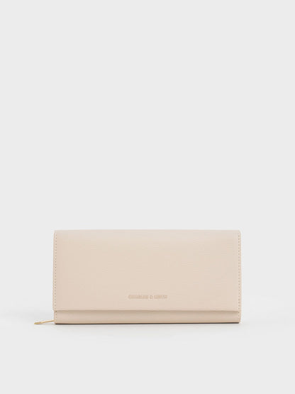 Muriel Front Flap Long Wallet - Oat | CHARLES & KEITH