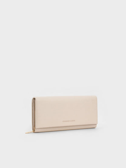 Muriel Front Flap Long Wallet - Oat | CHARLES & KEITH