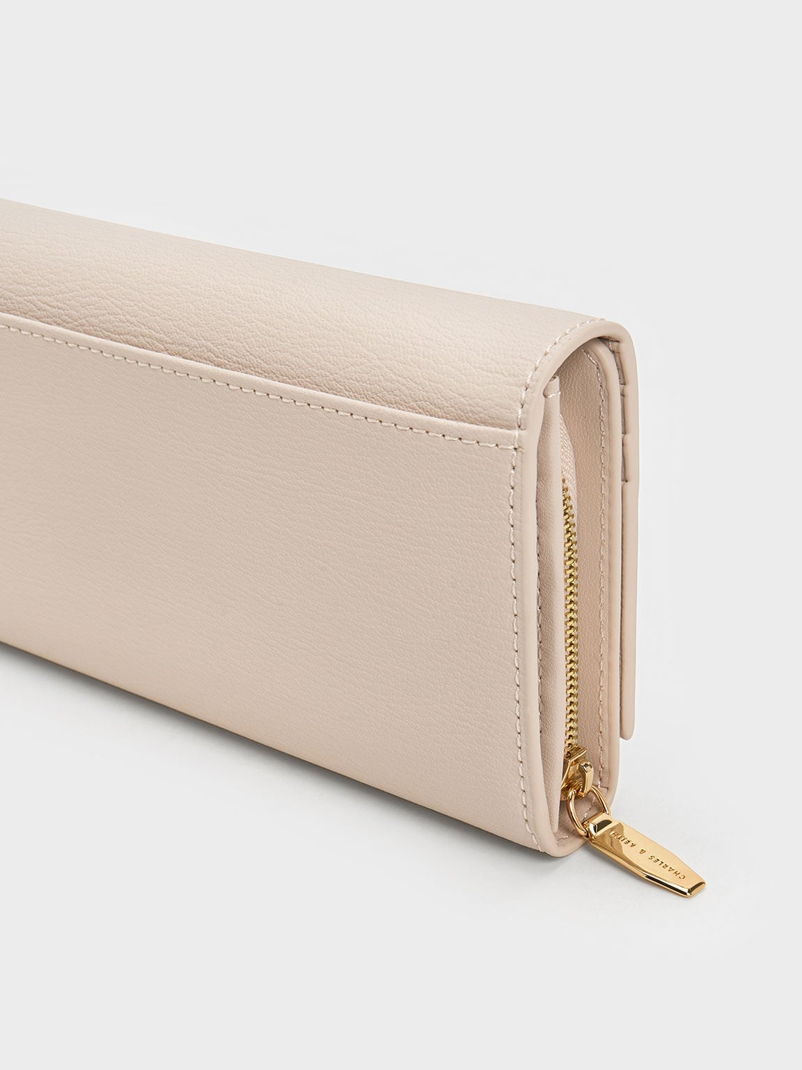 Muriel Front Flap Long Wallet - Oat | CHARLES & KEITH