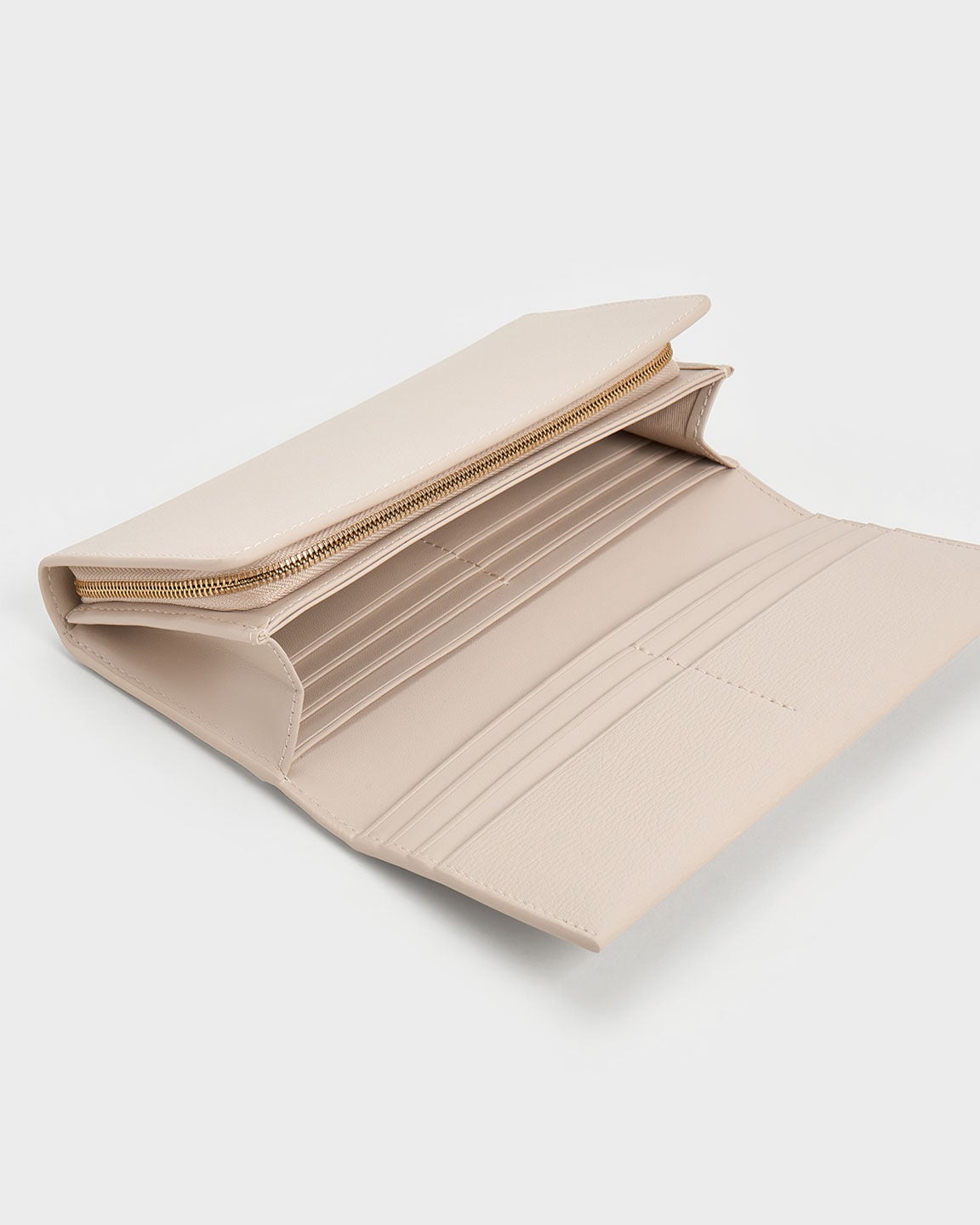 Muriel Front Flap Long Wallet - Oat | CHARLES & KEITH