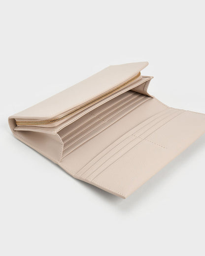 Muriel Front Flap Long Wallet - Oat | CHARLES & KEITH