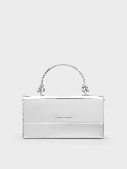 Kristine Metallic Sculptural-Handle Long Wallet - Silver | CHARLES & KEITH