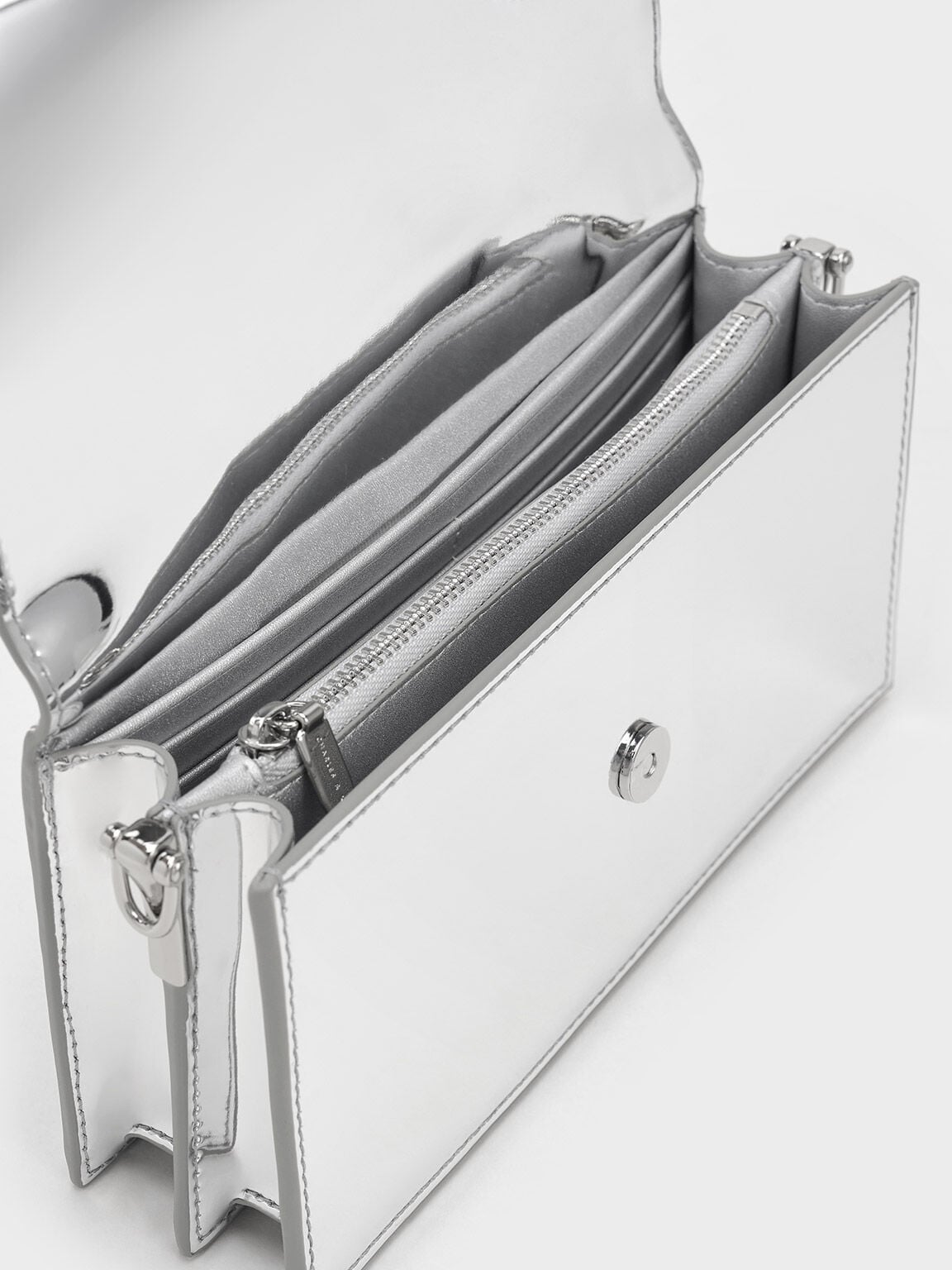 Kristine Metallic Sculptural-Handle Long Wallet - Silver | CHARLES & KEITH