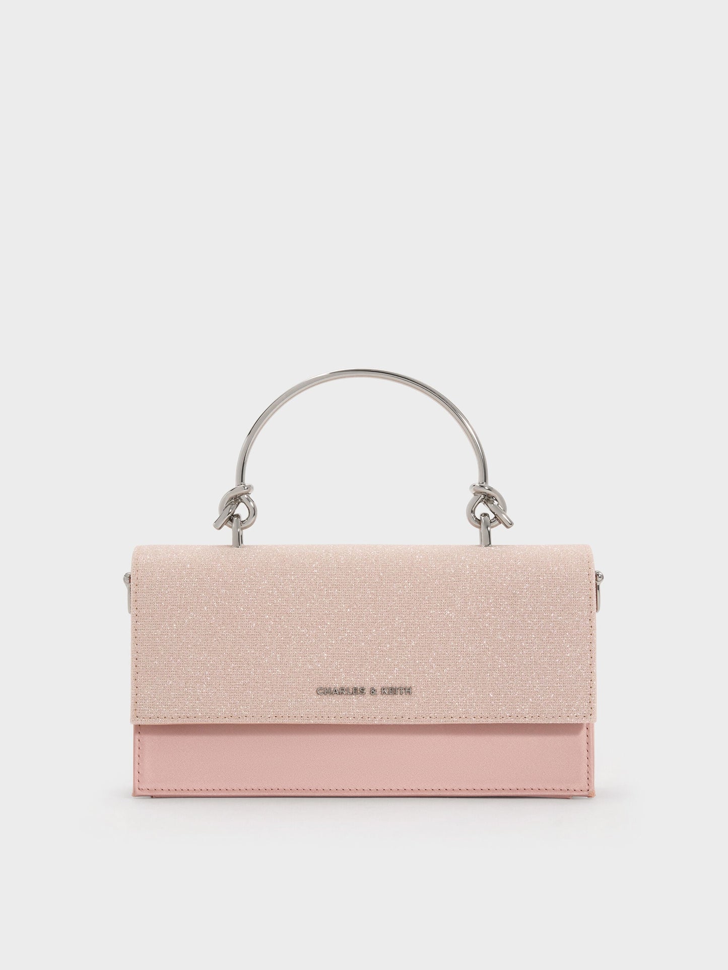 Kristine Glittered Wallet On Chain - Pink | CHARLES & KEITH