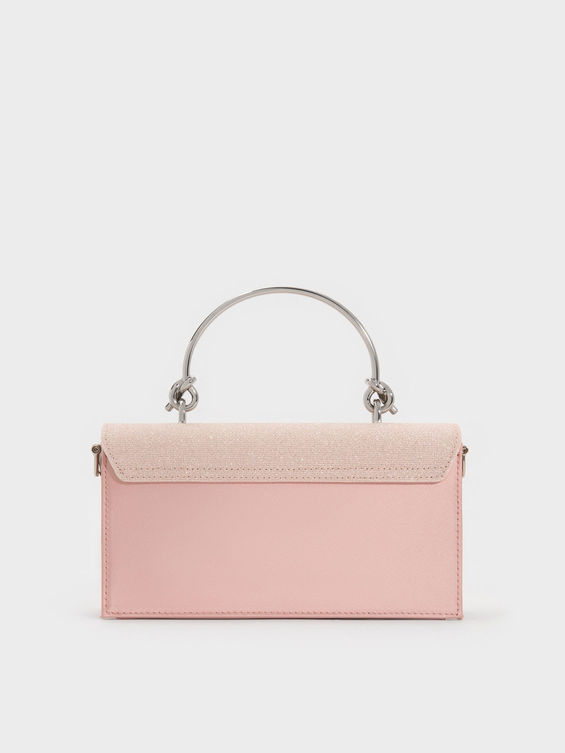 Kristine Glittered Wallet On Chain - Pink | CHARLES & KEITH