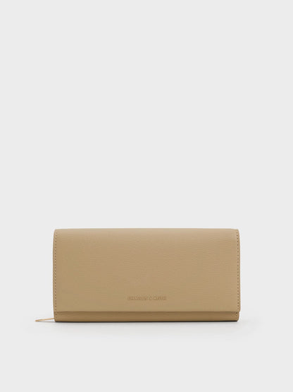 Muriel Front Flap Long Wallet - Sand | CHARLES & KEITH