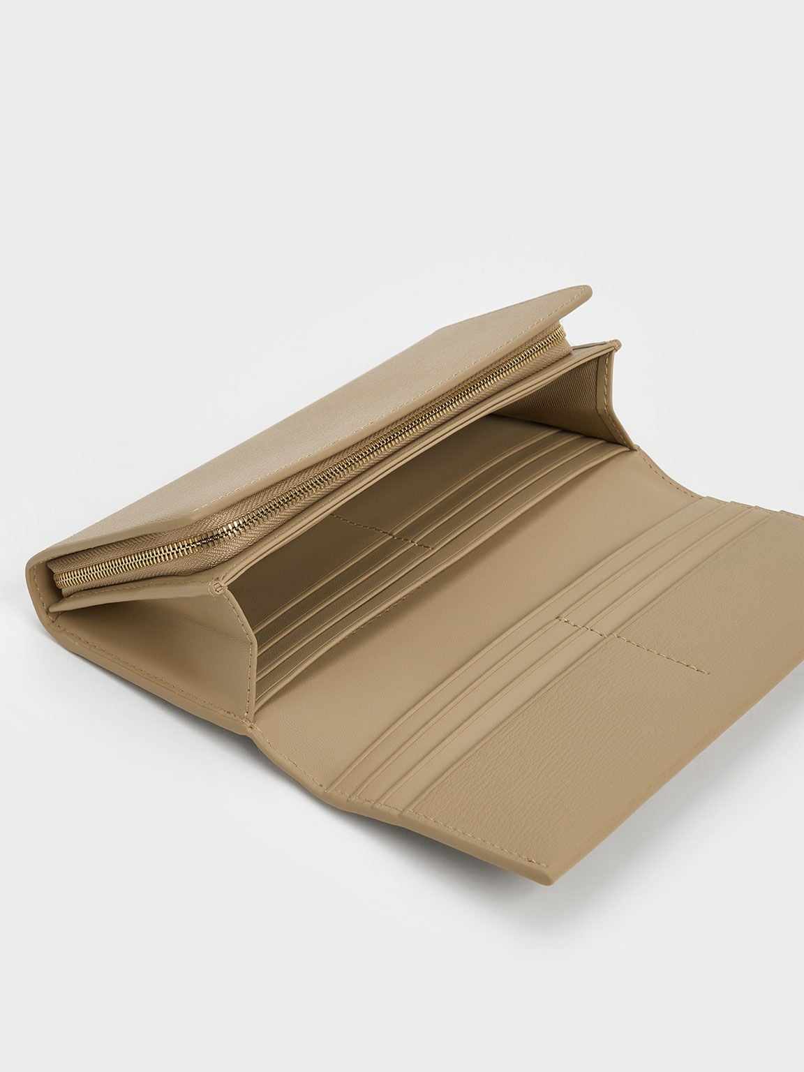 Muriel Front Flap Long Wallet - Sand | CHARLES & KEITH