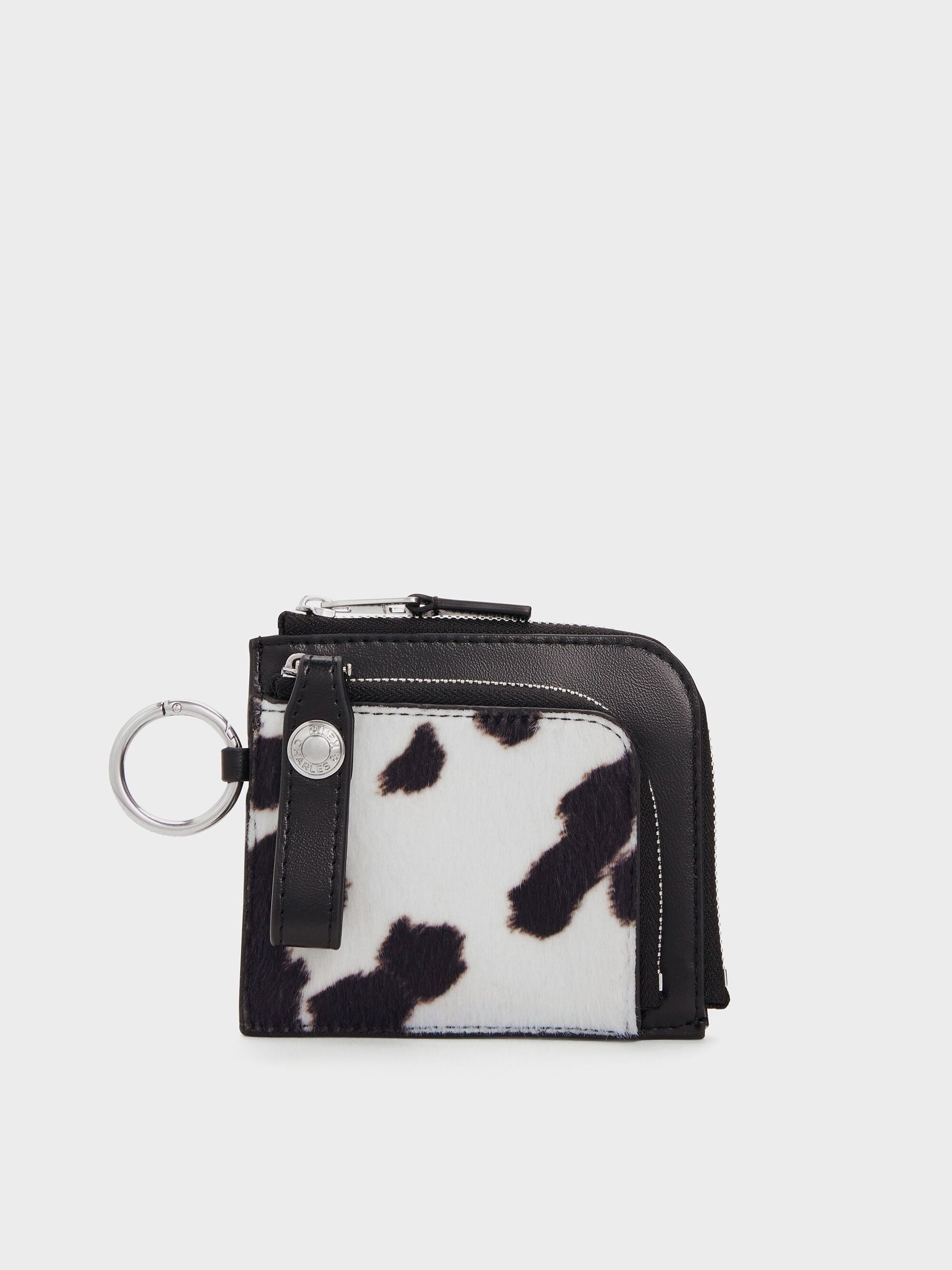 Vega Furry Cow-Print Zip-Around Pouch - Multi | CHARLES & KEITH
