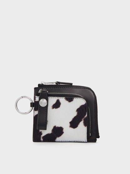 Vega Furry Cow-Print Zip-Around Pouch - Multi | CHARLES & KEITH