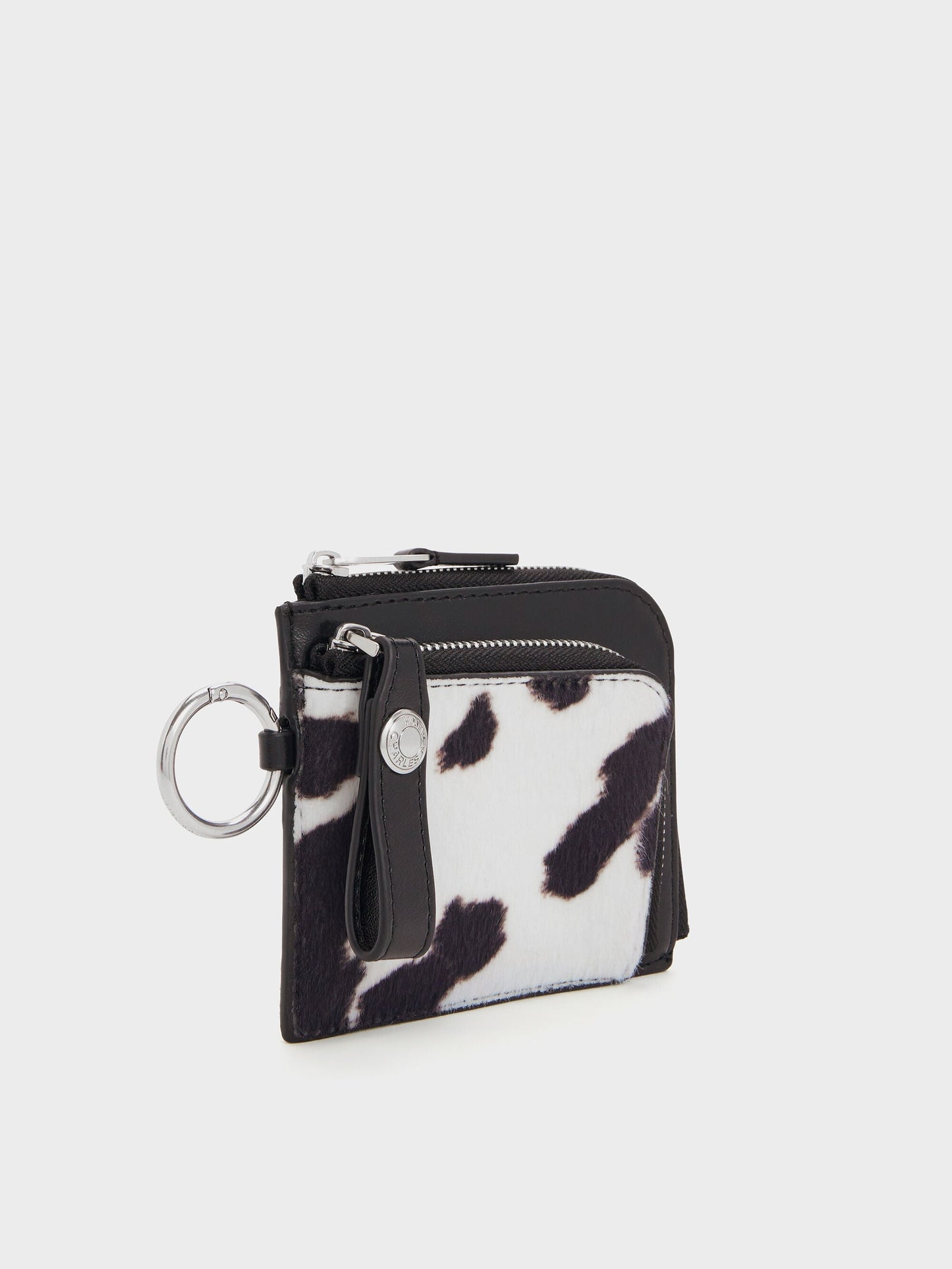 Vega Furry Cow-Print Zip-Around Pouch - Multi | CHARLES & KEITH