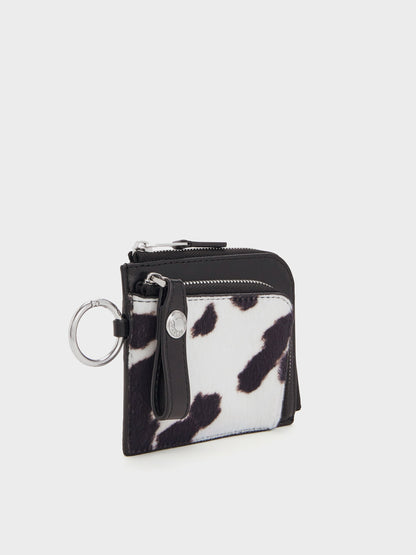 Vega Furry Cow-Print Zip-Around Pouch - Multi | CHARLES & KEITH