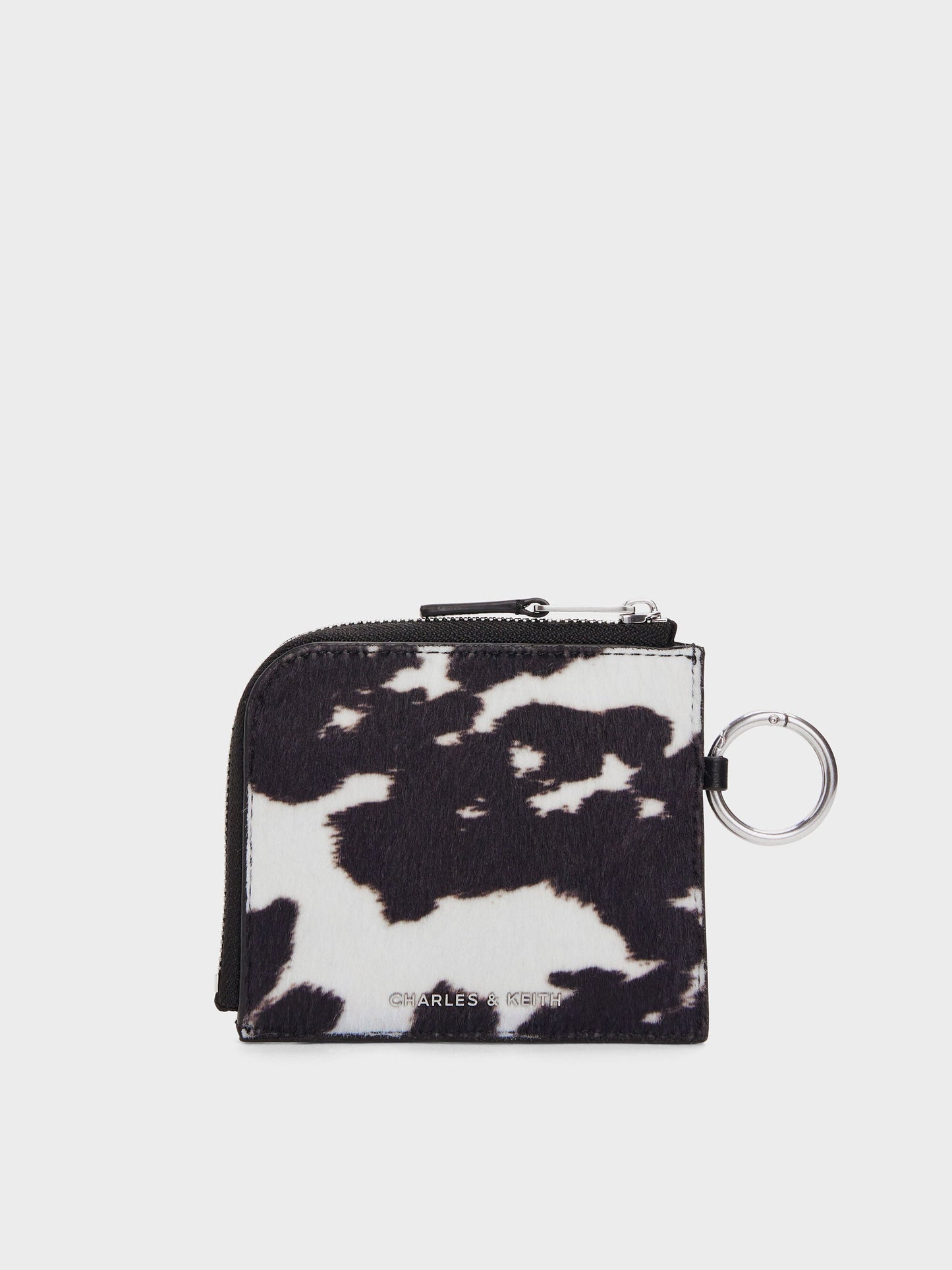 Vega Furry Cow-Print Zip-Around Pouch - Multi | CHARLES & KEITH