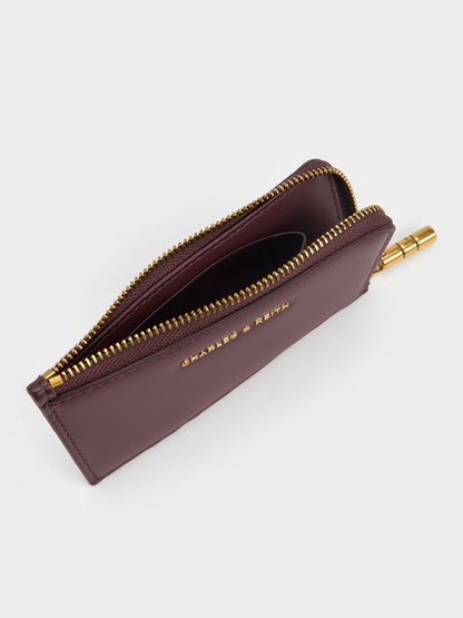 Cesia Zip-Around Card Holder - Wineberry Red | CHARLES & KEITH