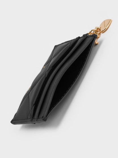 Arrietty Quilted Card Holder - Black | CHARLES & KEITH