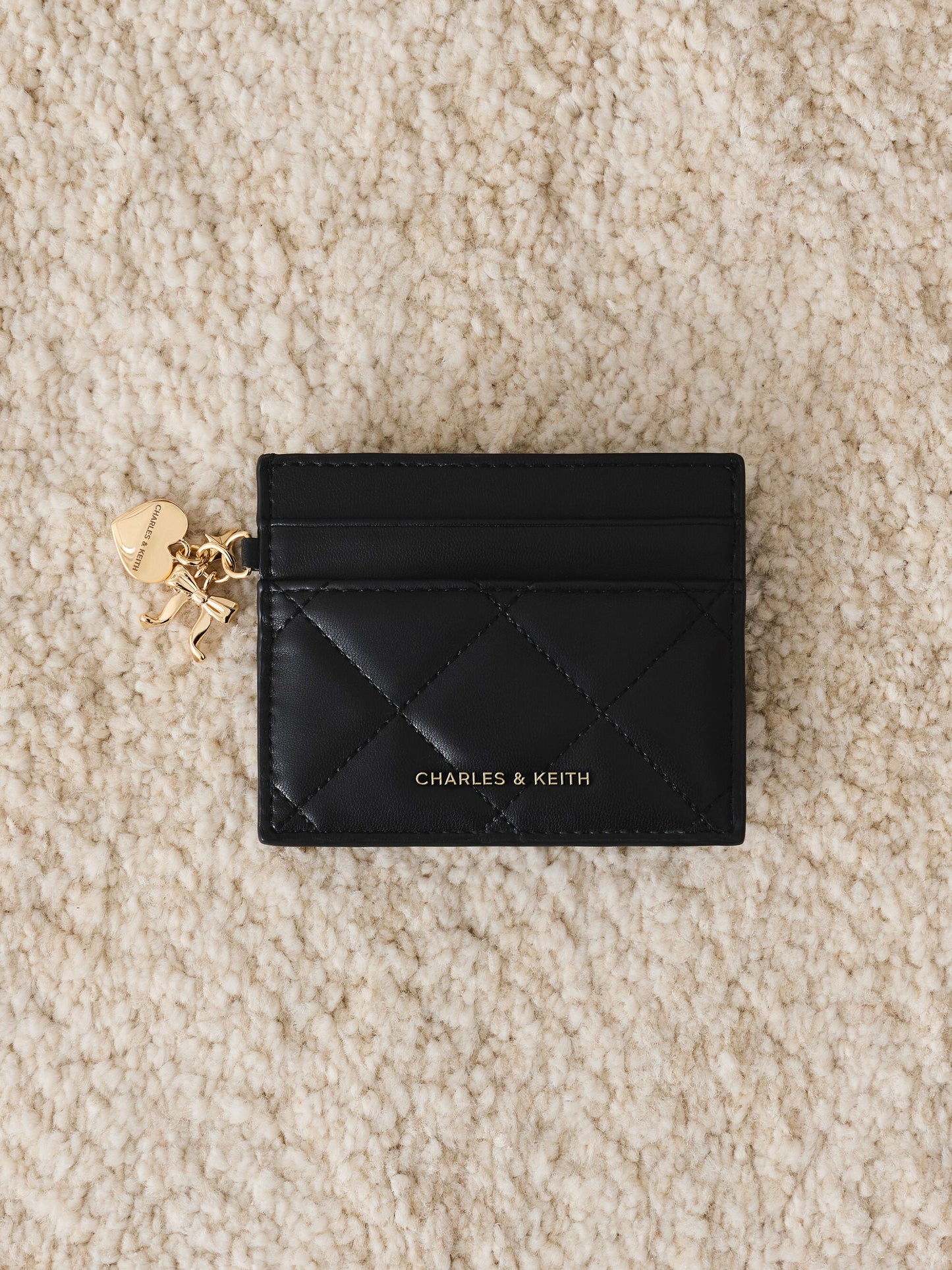 Arrietty Quilted Card Holder - Black | CHARLES & KEITH