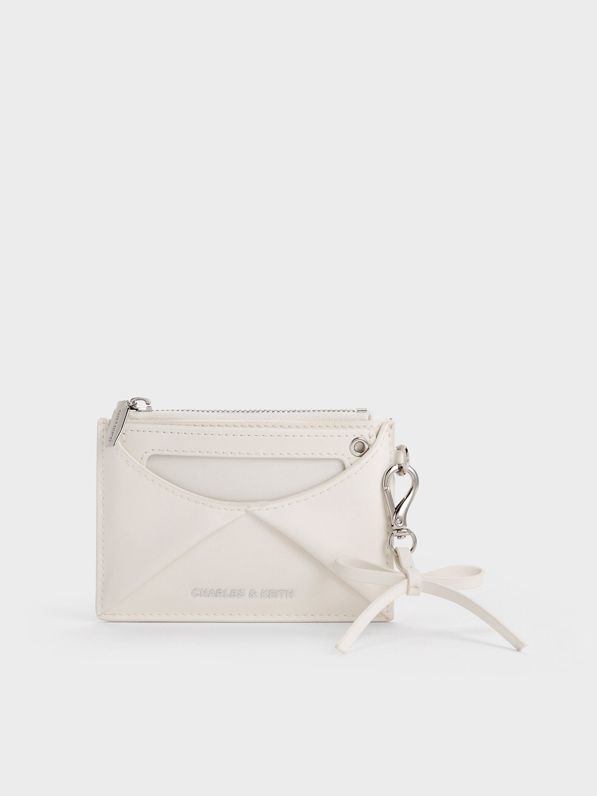 Hazel Bow Panelled Card Holder - Cream | CHARLES & KEITH