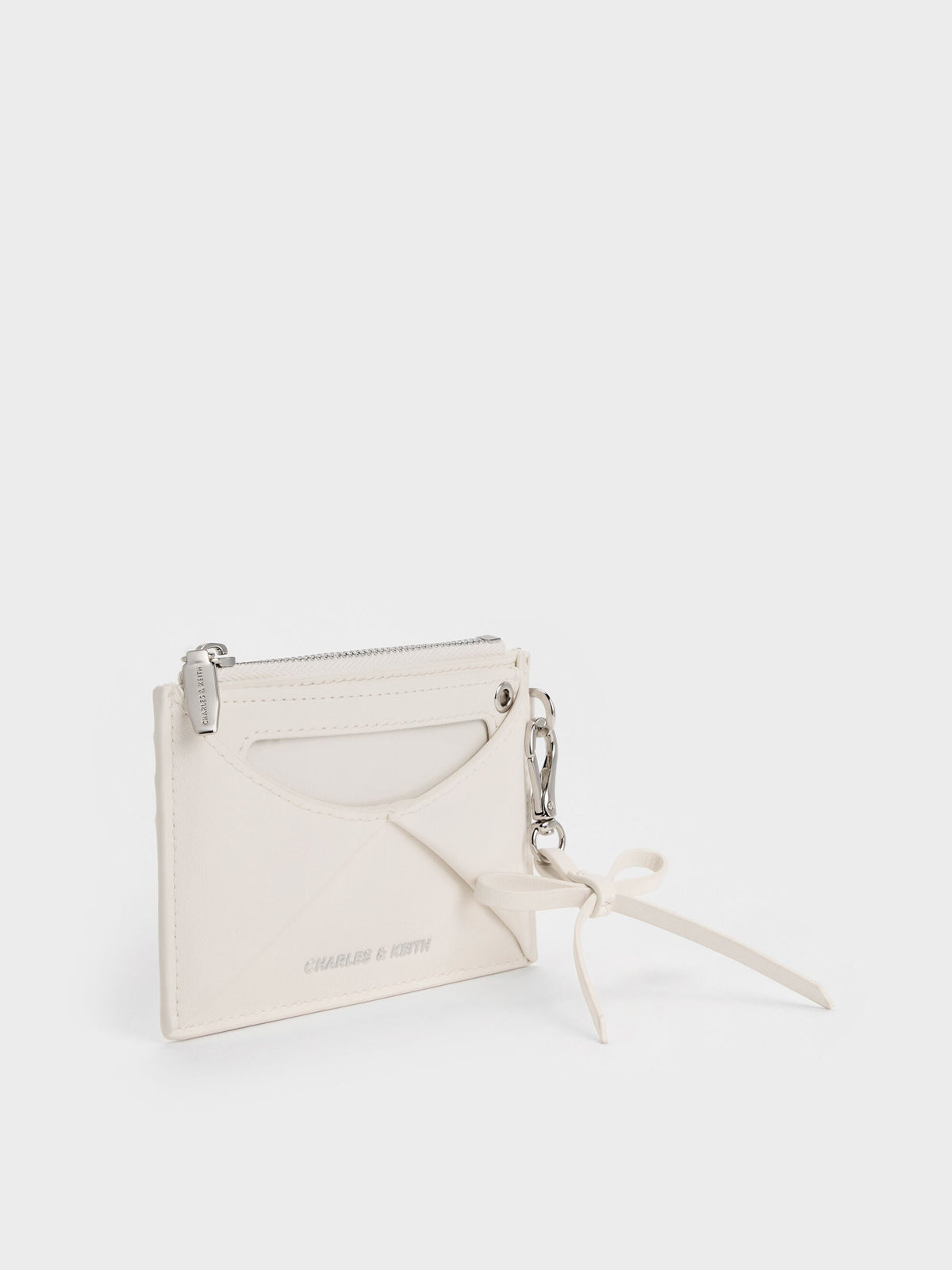 Hazel Bow Panelled Card Holder - Cream | CHARLES & KEITH